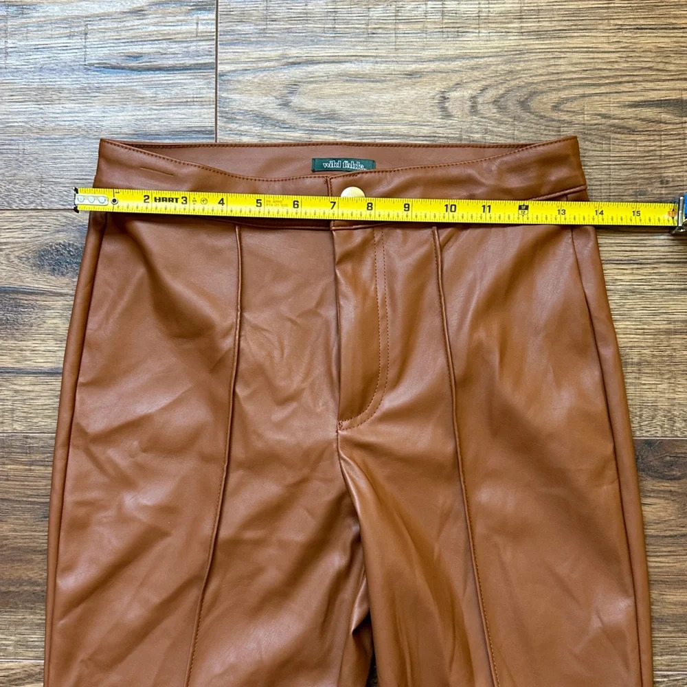 Wild Fable Women's High-Rise Faux Leather Flare Pant Copper Size 00 NWT - Picture 6 of 8